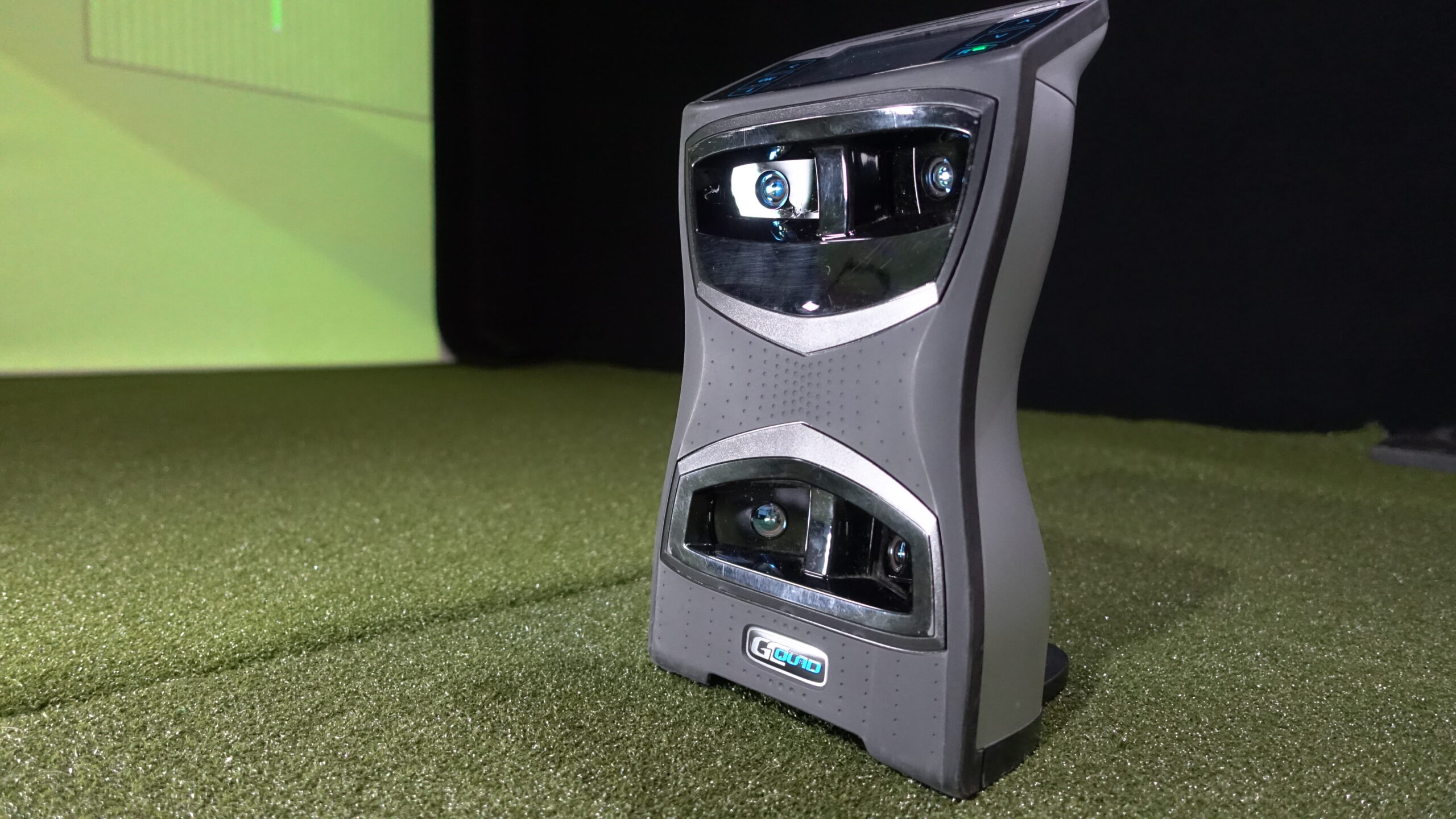 Foresight GCQuad launch monitor on the hitting mat at Lago Golf
