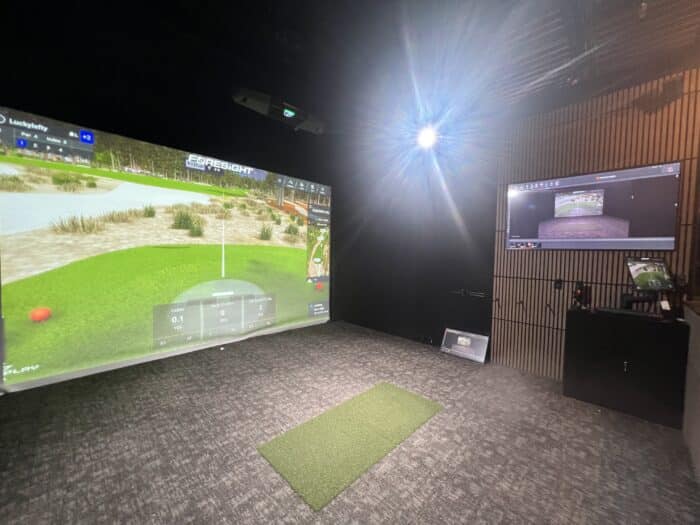 Weir Bay indoor golf simulator at Lago Golf in Port Coquitlam, BC