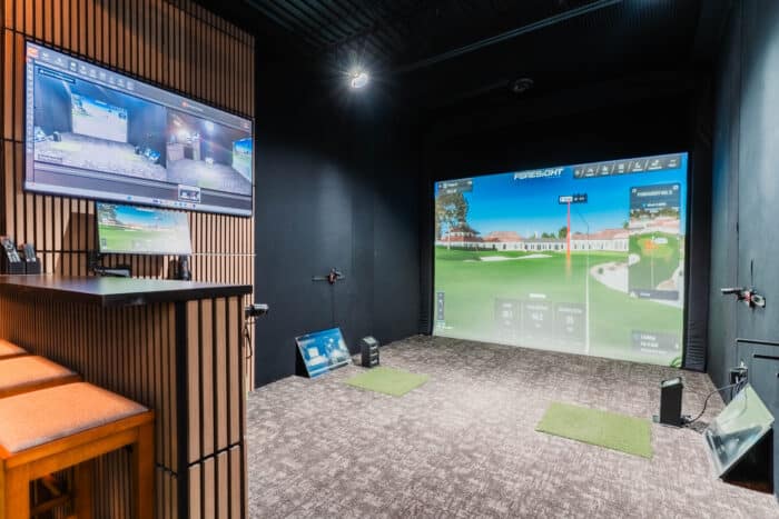 Taylor Bay indoor golf simulator at Lago Golf in Port Coquitlam, BC